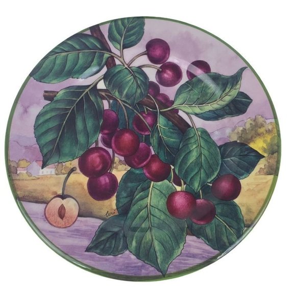 4 Villa d'Este Colorful Fruit Salad Luncheon Plates Hand Decorated Italy 8.5" - Picture 5 of 8
